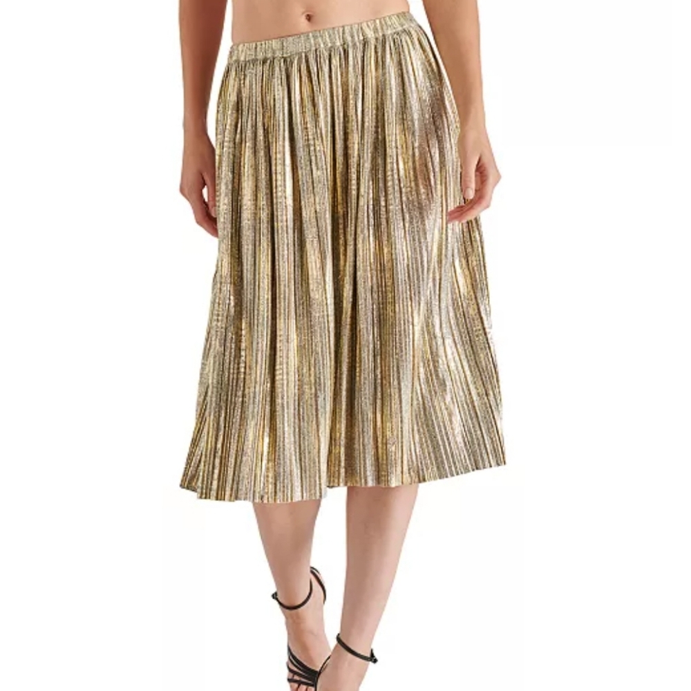 Steve Madden Darcy Metallic Foil gold Midi Skirt
